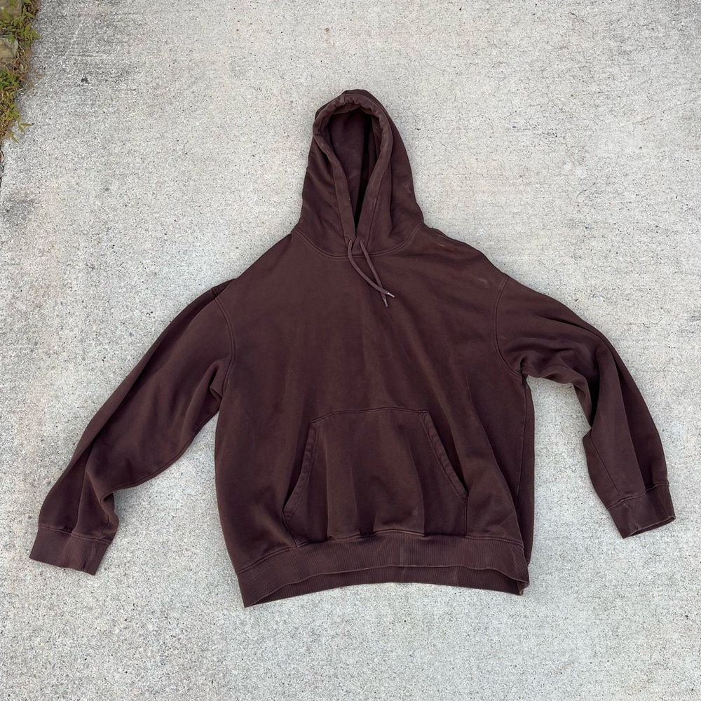 Men's Dark Brown Pullover Hoodie with Kangaroo Pocket